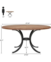 Tribesigns 47" Round Dining Table for 4-6 People, Rustic Dinner with Wooden Texture Surface & Pedestal, Kitchen Room, Liv