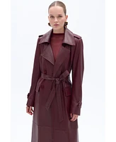 Nocturne Women's Faux Leather Trench Coat