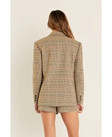 English Factory Women's Glen Check Bow Jacket