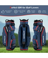 Gymax 9.5" Golf Cart Bag w/14 Divider Rain Hood Cooler Bag 8 Pockets