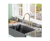 Casainc Bridge Pull Down Touchless Sensor Kitchen Faucet with 2 Handles