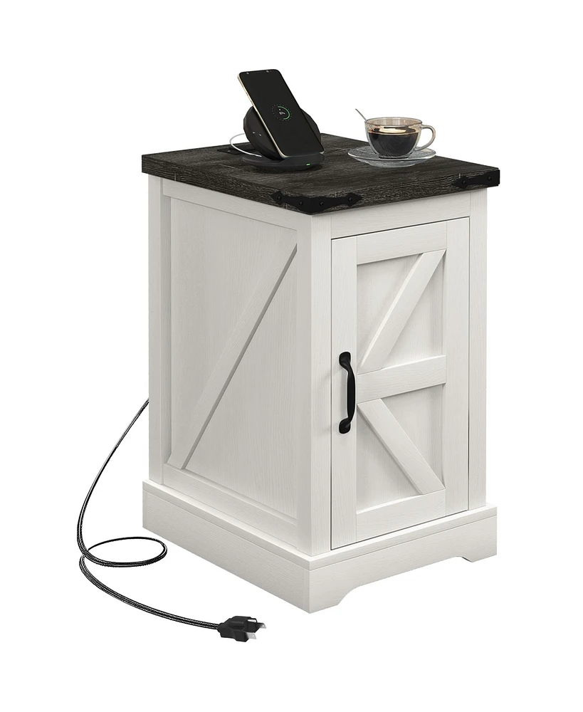 Homcom End Table with Charging Station and Usb Ports,