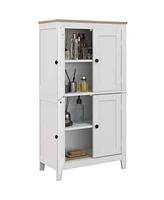 Homcom Bathroom Floor Cabinet with Adjustable Shelves and Doors,