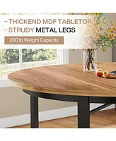 Tribesigns Round Dining Table for 4-6 People, 46.6-Inch Farmhouse Kitchen Table Dining Room Table with Solid Metal Legs, Circle Dinner Table for Dinin