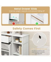 Bathroom Floor Cabinet Freestanding Kitchen Cupboard Storage Organizer with Drawer