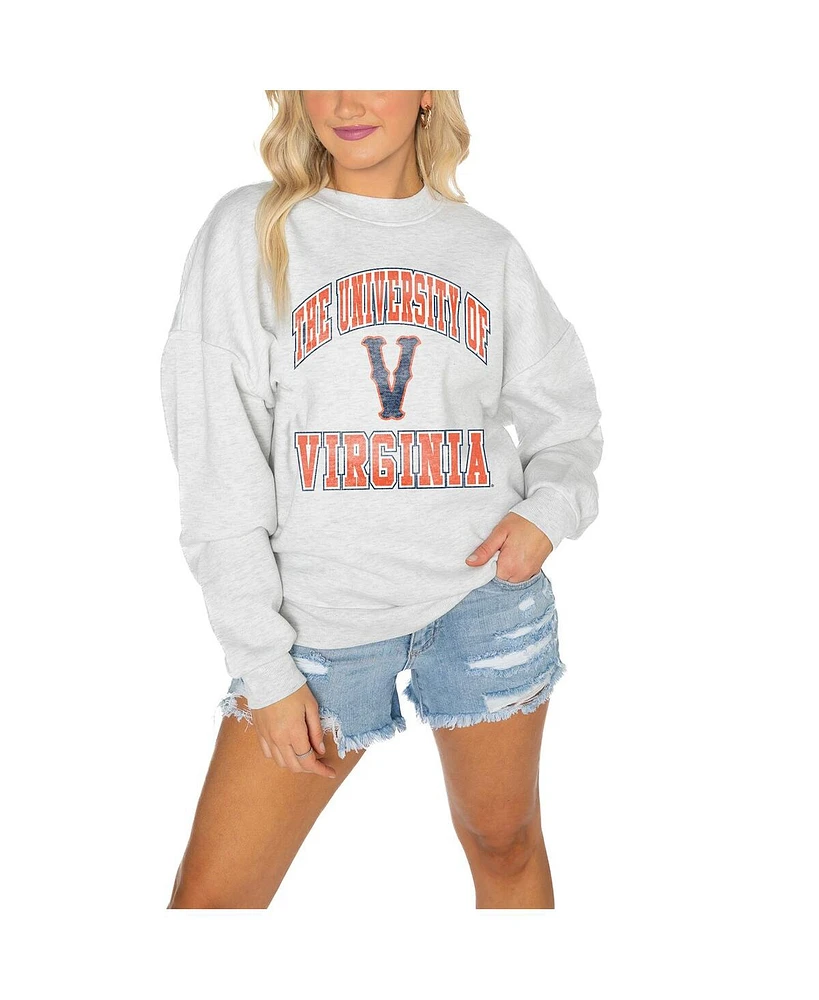 Gameday Couture Women's Gray Virginia Cavaliers Drop Shoulder Fleece Pullover Sweatshirt