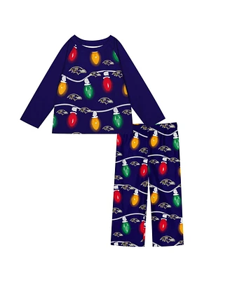 Outerstuff Toddler Baltimore Ravens Two-Piece Garland Holiday Long Sleeve Pajama Set