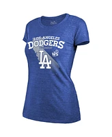 Majestic Women's Royal Los Angeles Dodgers 2024 World Series Champions Tri-Blend Roster T-Shirt