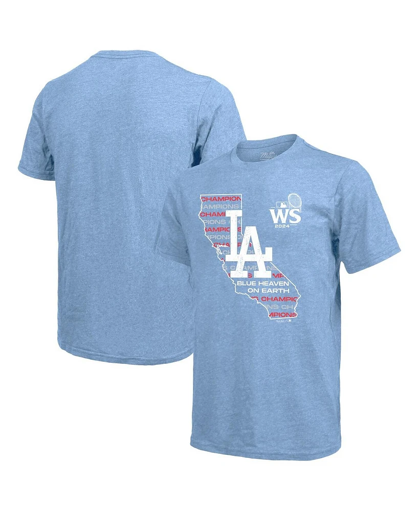 Majestic Men's Light Blue Los Angeles Dodgers 2024 World Series Champions Tri-Blend Local T-Shirt