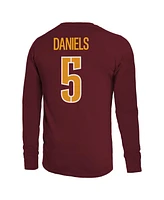 Majestic Men's Jayden Daniels Burgundy Washington Commanders Name Number Non-Distressed Long Sleeve T-Shirt