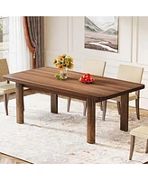 Tribesigns Wood Dining Table for 4-6 People, 63-Inch Farmhouse Kitchen Table with Solid Wood Legs, Rectangular Dinner Table for Dining Room, Kitchen,