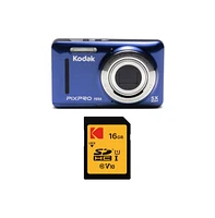 Kodak Pixpro Friendly Zoom FZ53 Digital Camera (Blue) with 16GB Card Bundle