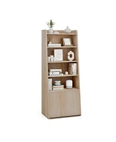Gouun 6-Tier Bookcase Freestanding Ladder Bookshelf with 2 Adjustable Shelves and Flip Up Door