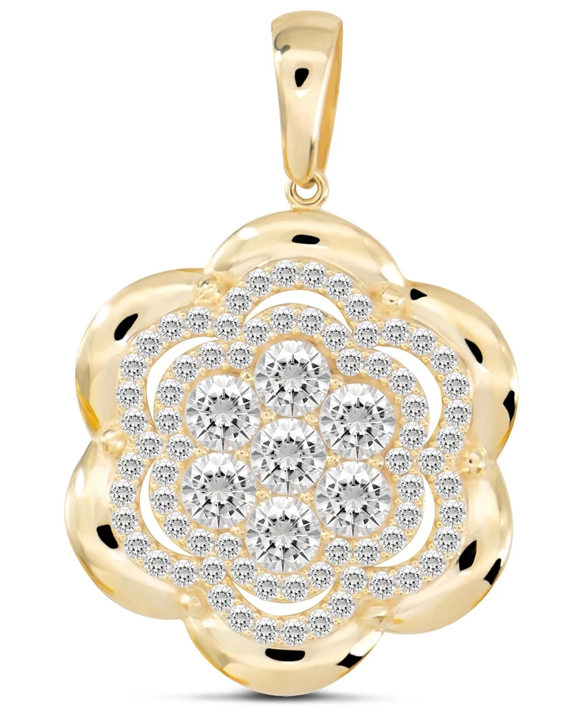 Devata Cubic Ziconia Rose 21x32mm Pendant in 14K Gold, approx. 4.2 grams