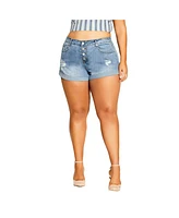 City Chic Plus Denim Cuff Short
