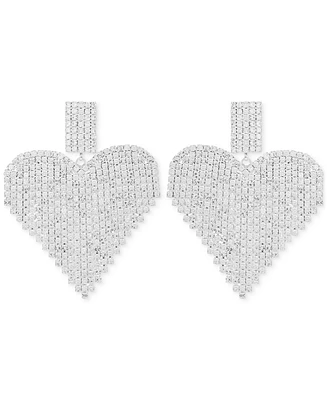 Guess Crystal Rhinestone Heart Chandelier Drop Earrings