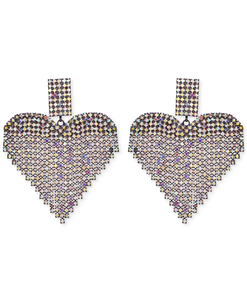 Guess Crystal Rhinestone Heart Chandelier Drop Earrings