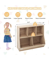Gouun 5-Cube Wooden Kids Toy Storage Organizer with Anti-Tipping Kits