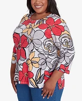 Alfred Dunner Plus Bold Floral Print Top