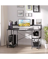 Homcom Computer Desk with Shelves Home Office Gaming Table Workstation