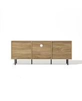 LuxenHome Mid-Century Modern Wave 2-Door 1-Drawer Tv Console with Metal Legs