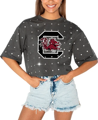 Gameday Couture Women's Gray South Carolina Gamecocks Go Time Rhinestone Crop T-Shirt