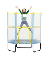 Qaba 4.6FT Trampoline for Kids with Safety Enclosure Net, Light