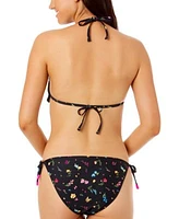 Salt Cove Juniors Crochet Halter Triangle Bikini Top Floral Side Tie Bikini Bottoms Exclusively At Macys