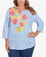 Ruby Rd. Plus Medallion Bold Floral Top