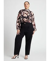 Eloquii Plus Draped Sleeve Chiffon Top