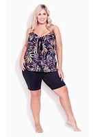 Avenue Women's Plus Size Fly Away Print Tankini Top