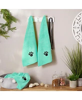 Bone Dry Microfiber Pet Towel Set 3 Piece Embroidered Paw Print