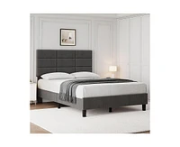 gaomon Twin Bed Frame, Linen Upholstered Platform Twin Bed Frame with Height Adjustable Headboard