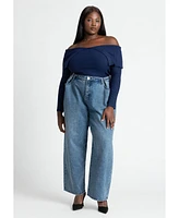 Eloquii Plus Ribbed Off The Shoulder Sweater