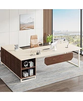 Tribesigns 70.8" Executive Desk with 55" File Cabinet, Modern L Shaped Computer Storage Shelves and Large f