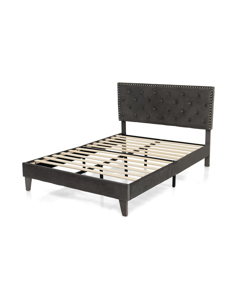 Gouun Full Size Upholstered Platform Bed with Tufted Headboard-Full Size