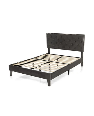 Gouun Full Size Upholstered Platform Bed with Tufted Headboard-Full Size