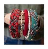 Blushing Braid Headband - Red + Green Plaid