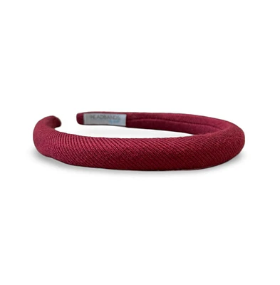 Padded Thin Velvet Headband - Crimson Red