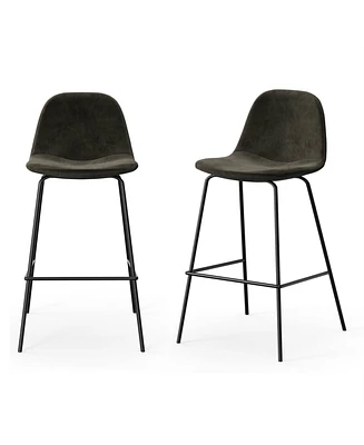 Slickblue Set of 2 - Modern Counter Height Barstool with Low Back Fabric Seat