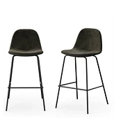 Slickblue Set of 2 - Modern Counter Height Barstool with Low Back Fabric Seat