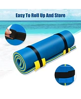 Costway 3-Layer Tear-proof Water Mat Floating Pad Island Water Sports Relaxing Blue