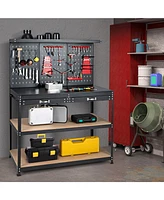Gouun 48 Inch Workbench with Pegboard and Drawers