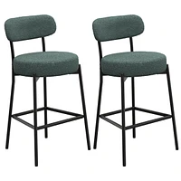 Dyhome Bar Stools Set of 2, 27 Inches Counter Height Kitchen with Back, Modern Metal Tall for Island