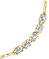 Sterling Forever Nyssa Bezel Cubic Zirconia Station Bracelet