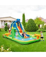 Costway Inflatable Water Slide Giant Water Park for Kids Backyard Fun with 950W Blower