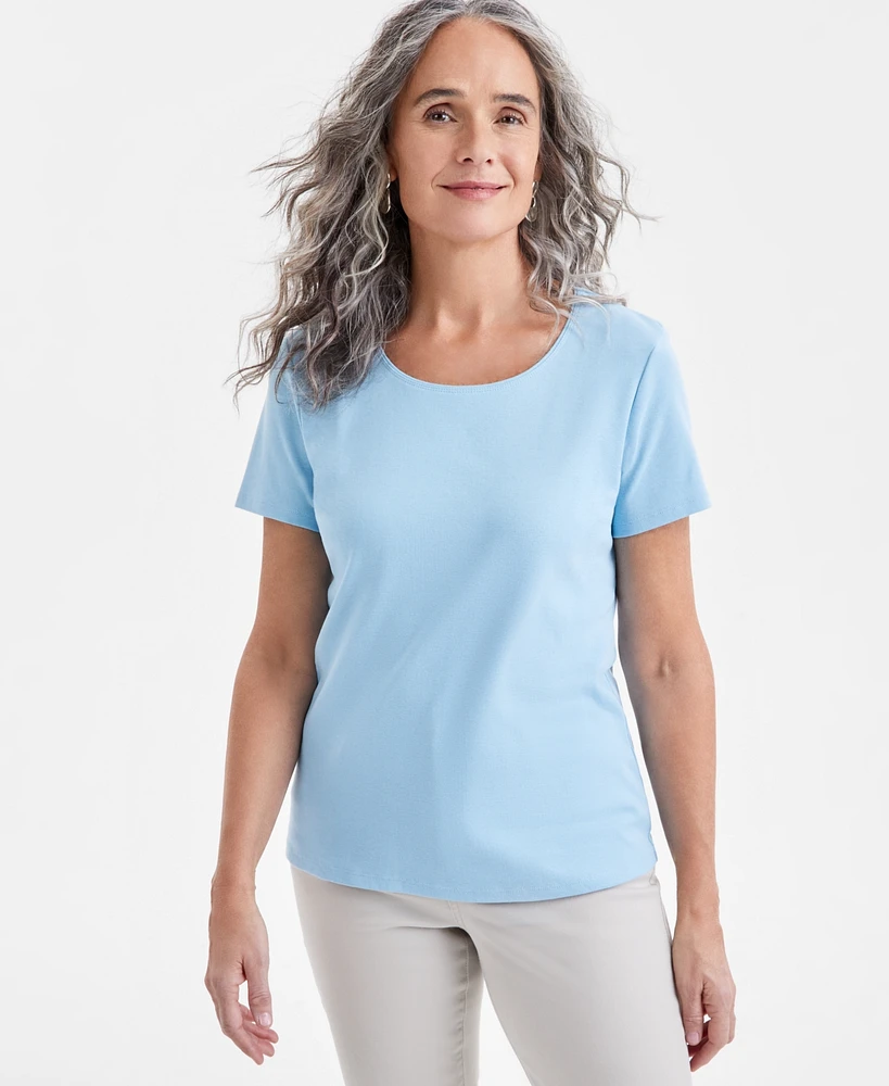 Style & Co Women's Plus Short-Sleeve Scoop-Neck Top, Exclusively at Macy's