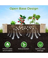 Costway Raised Garden Bed Fir Wood Wooden Square Wood Planter Box for Flower Outdoor