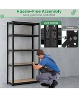 Costway 4 Pcs 5 Tier Adjustable Garage Shelving Unit with 2200 lbs Max Load for Warehouse