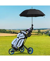 Gymax 3 Wheels Foldable Golf Push Pull Cart Trolley w/ Mesh Bag Foot Brake